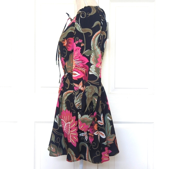 Georgie Floral Black and Pink Women's Dress - Picture 4 of 7